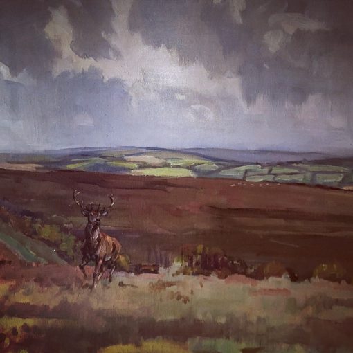 Original Peter Biegel Oil on Canvas Devon and Somerset Staghounds