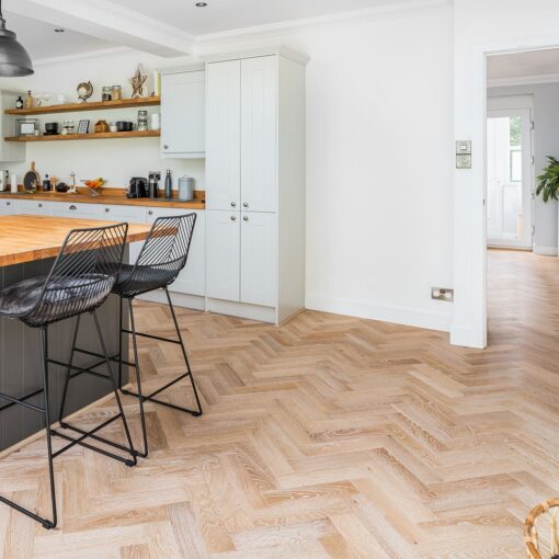 Engineered Oak Herringbone Parquet Wood Flooring 14/3 x 90 x 400mm White Tone Oiled Finish available from Original Oak Flooring at Solstice Park Wiltshire - Nationwide Delivery - V4-zb102-Nordic Beach