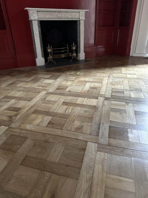 Fine Bespoke Engineered and Solid Aged Reclaimed Oak Chantilly Panels 800 x 800 x 21mm available from Charlecotes Original Oak Flooring at Solstice Park Wiltshire